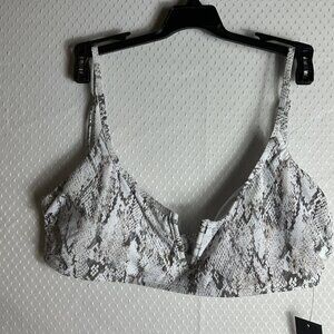 NWT Gianni Bini Mademoiselle Strappy Bralette Swim Top Black & White Size Large